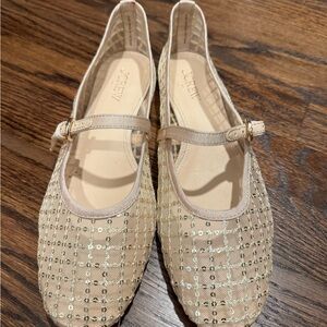 J. Crew Factory Beige Sequin Flats
